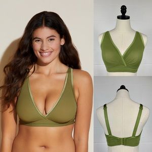 Cosabella Soire Confidence Wireless Curvy Mesh Bralette In Aloe Green Small